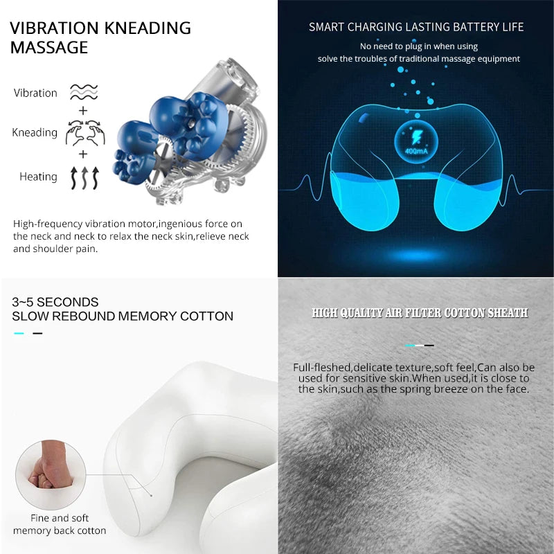 Electric Neck & Shoulder Massager — Portable U-Shape Cervical Relief Pillow