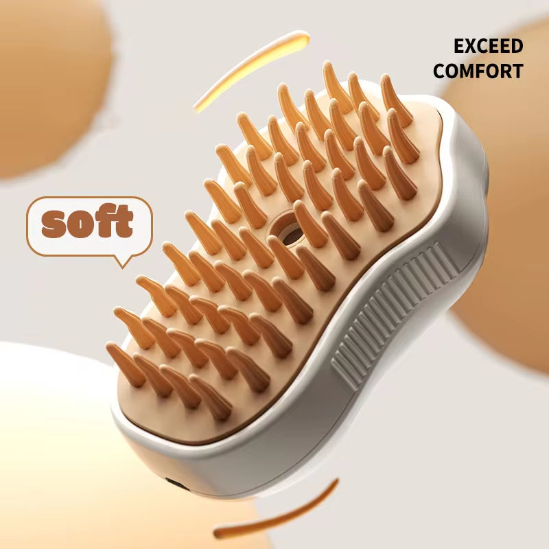 3-in-1 Electric Steam Pet Brush — Spray, Massage & Hair Removal Comb for Dogs & Cats