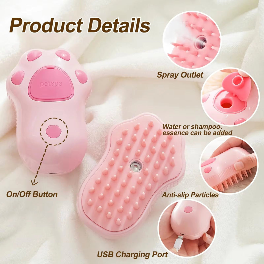3-in-1 Electric Steam Pet Brush — Spray, Massage & Hair Removal Comb for Dogs & Cats