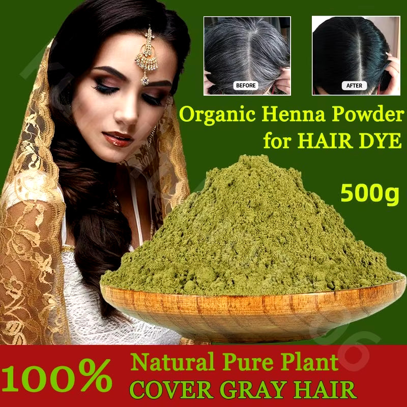 Natural Henna Hair Dye Powder — Ammonia-Free Color for Black, Brown & Indigo