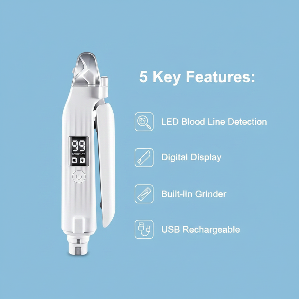 2-in-1 Electric Pet Nail Trimmer & Grinder with LED Light – Quiet Dog & Cat Nail File