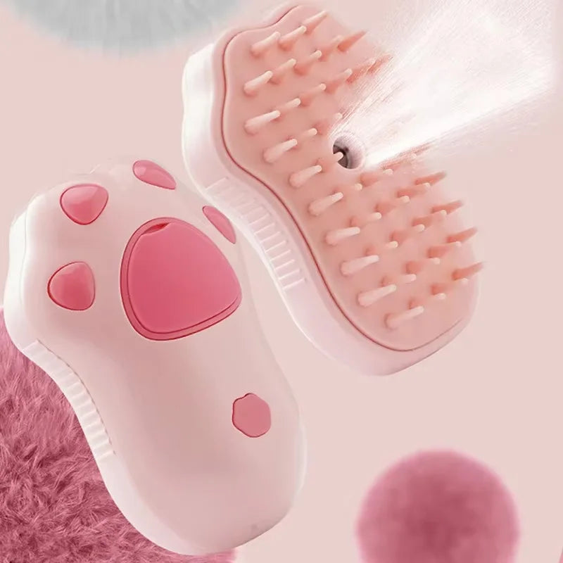 3-in-1 Electric Steam Pet Brush — Spray, Massage & Hair Removal Comb for Dogs & Cats