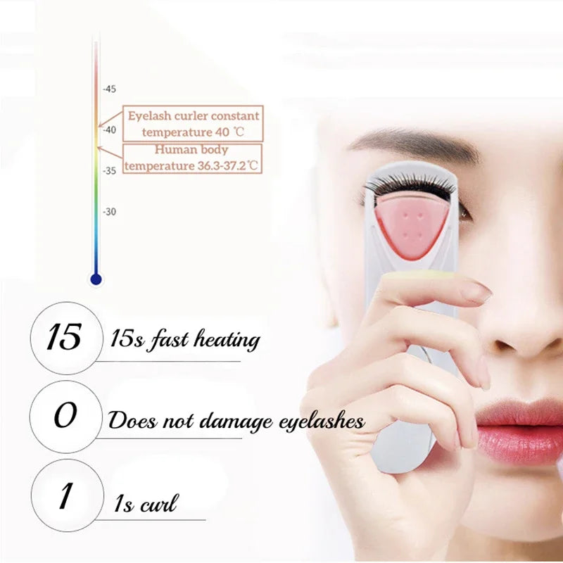 Electric Heated Eyelash Curler — Long-Lasting Lash Perm & Curl Tool with Eyelash Card