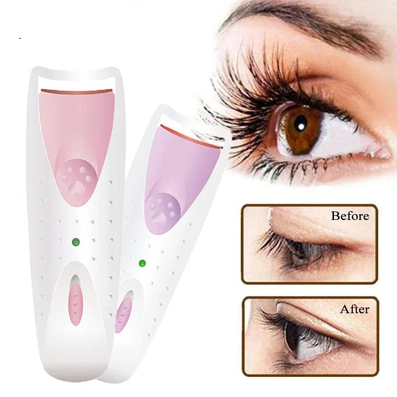 Electric Heated Eyelash Curler — Long-Lasting Lash Perm & Curl Tool with Eyelash Card
