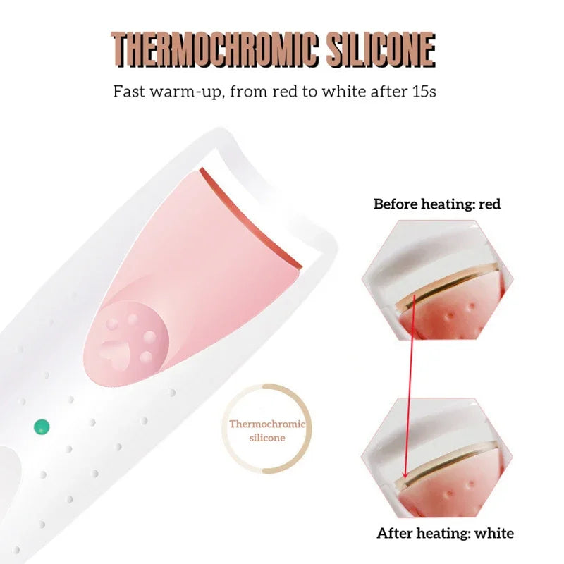 Electric Heated Eyelash Curler — Long-Lasting Lash Perm & Curl Tool with Eyelash Card
