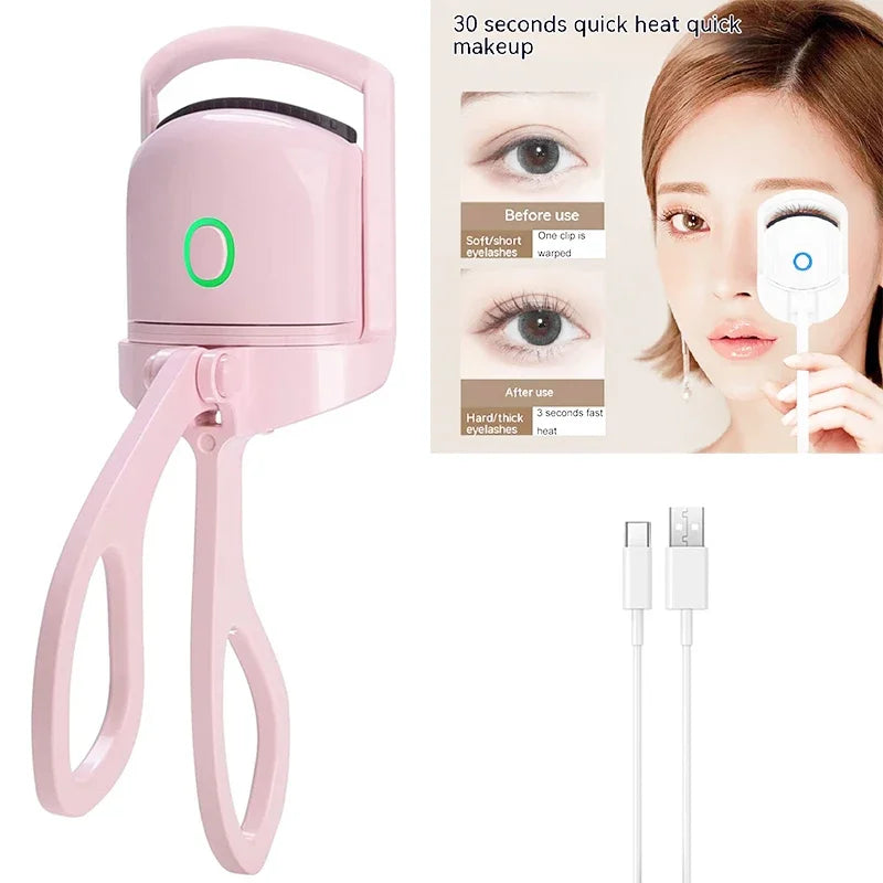 Electric Heated Eyelash Curler — Long-Lasting Lash Perm & Curl Tool with Eyelash Card