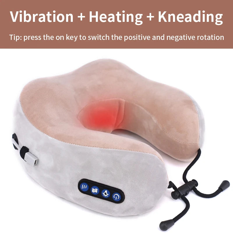 Electric Neck & Shoulder Massager — Portable U-Shape Cervical Relief Pillow