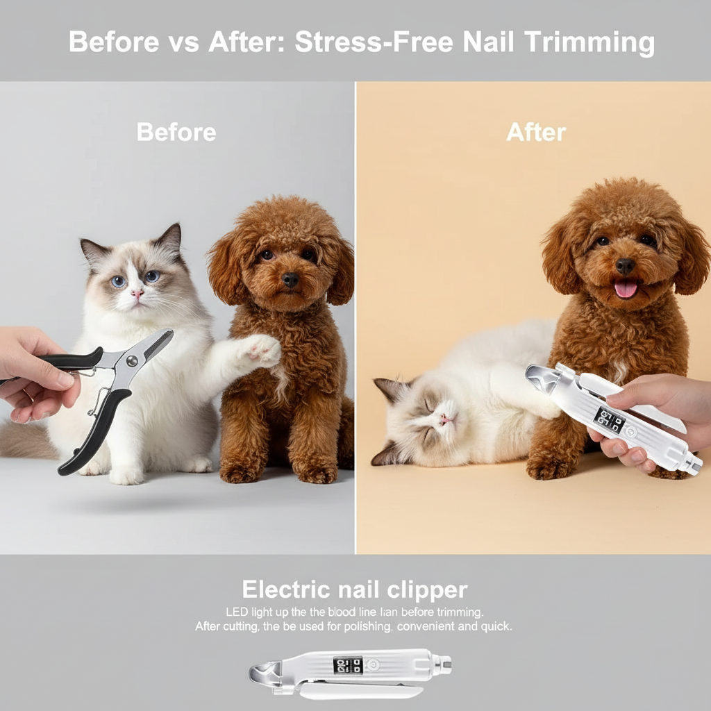 2-in-1 Electric Pet Nail Trimmer & Grinder with LED Light – Quiet Dog & Cat Nail File