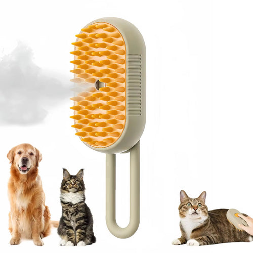 3-in-1 Electric Steam Pet Brush — Spray, Massage & Hair Removal Comb for Dogs & Cats