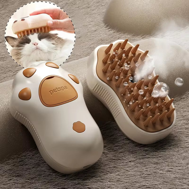 3-in-1 Electric Steam Pet Brush — Spray, Massage & Hair Removal Comb for Dogs & Cats