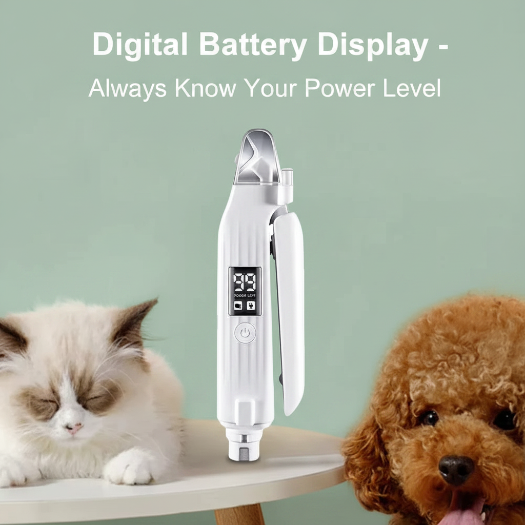 2-in-1 Electric Pet Nail Trimmer & Grinder with LED Light – Quiet Dog & Cat Nail File