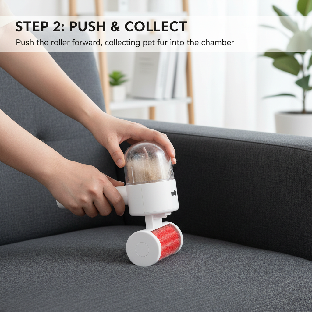 Reusable Pet Hair Remover — Push-Pull Lint Roller for Dog & Cat Fur on Clothes & Furniture