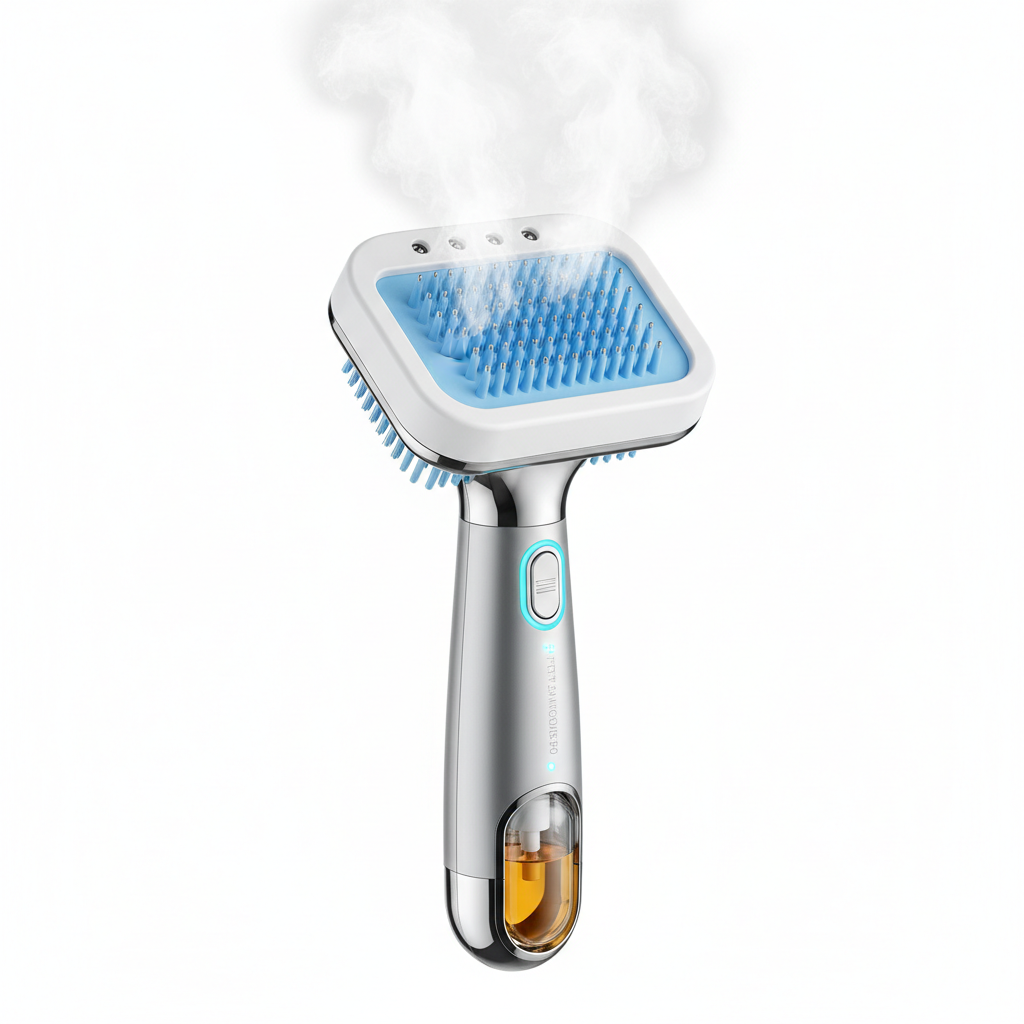 3-in-1 Electric Steam Pet Brush — Essential Oil Spray, Massage & Hair Removal for Dogs & Cats