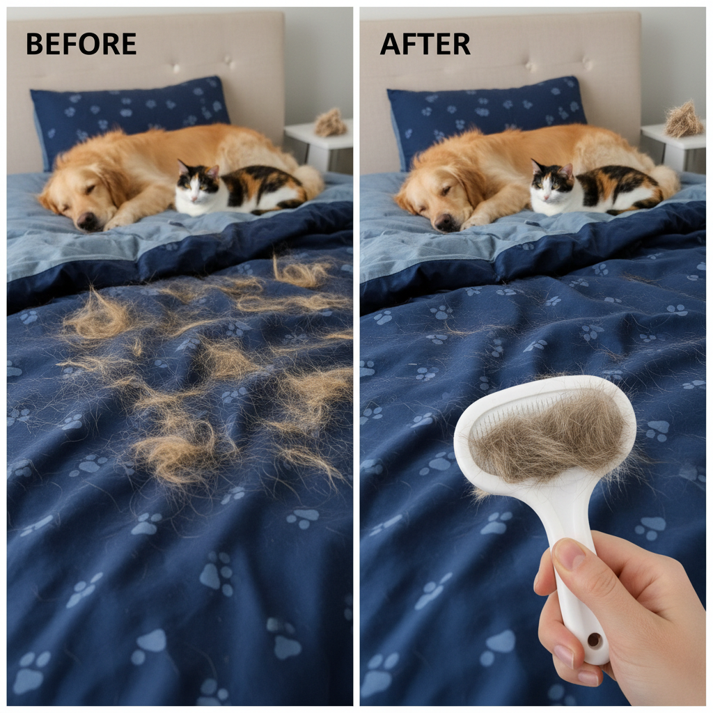Reusable Pet Hair Remover — Push-Pull Lint Roller for Dog & Cat Fur on Clothes & Furniture