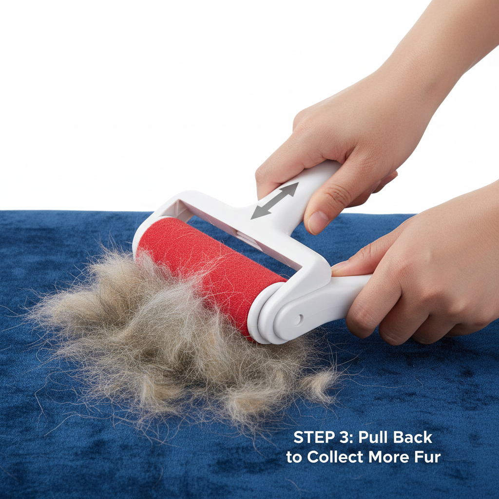 Reusable Pet Hair Remover — Push-Pull Lint Roller for Dog & Cat Fur on Clothes & Furniture