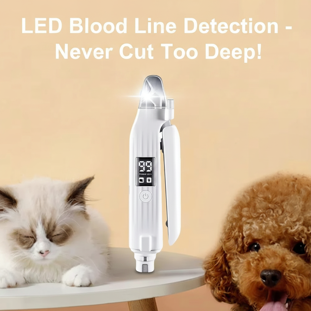 2-in-1 Electric Pet Nail Trimmer & Grinder with LED Light – Quiet Dog & Cat Nail File