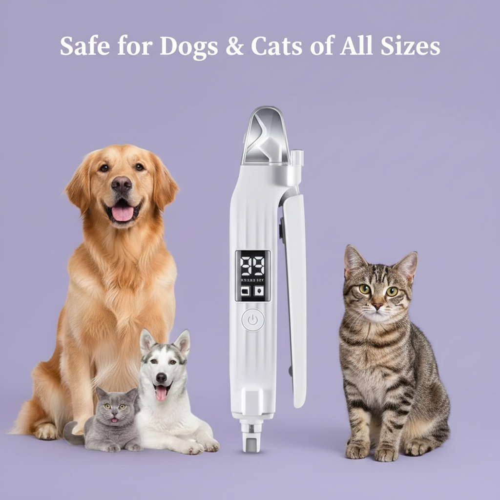 2-in-1 Electric Pet Nail Trimmer & Grinder with LED Light – Quiet Dog & Cat Nail File