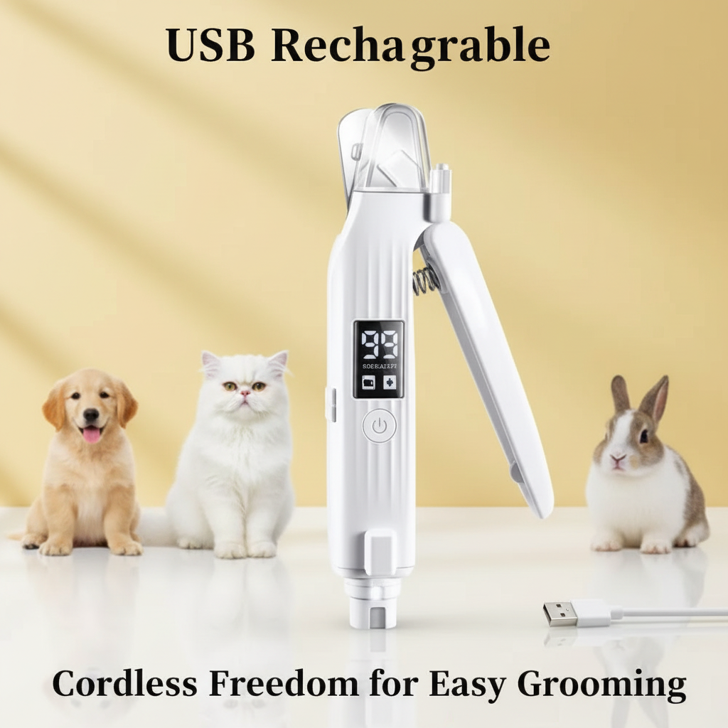 2-in-1 Electric Pet Nail Trimmer & Grinder with LED Light – Quiet Dog & Cat Nail File